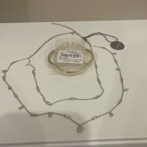 New! Authentic Pandora CZ 2 Lines Chain Necklace
